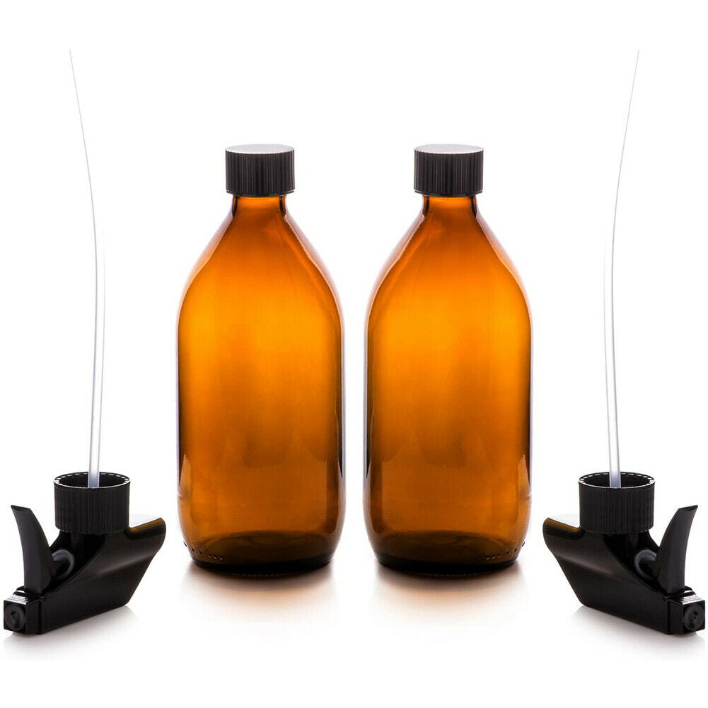 500ml Glass Spray Bottle with Mist Trigger Reusable Essential Oil Container @