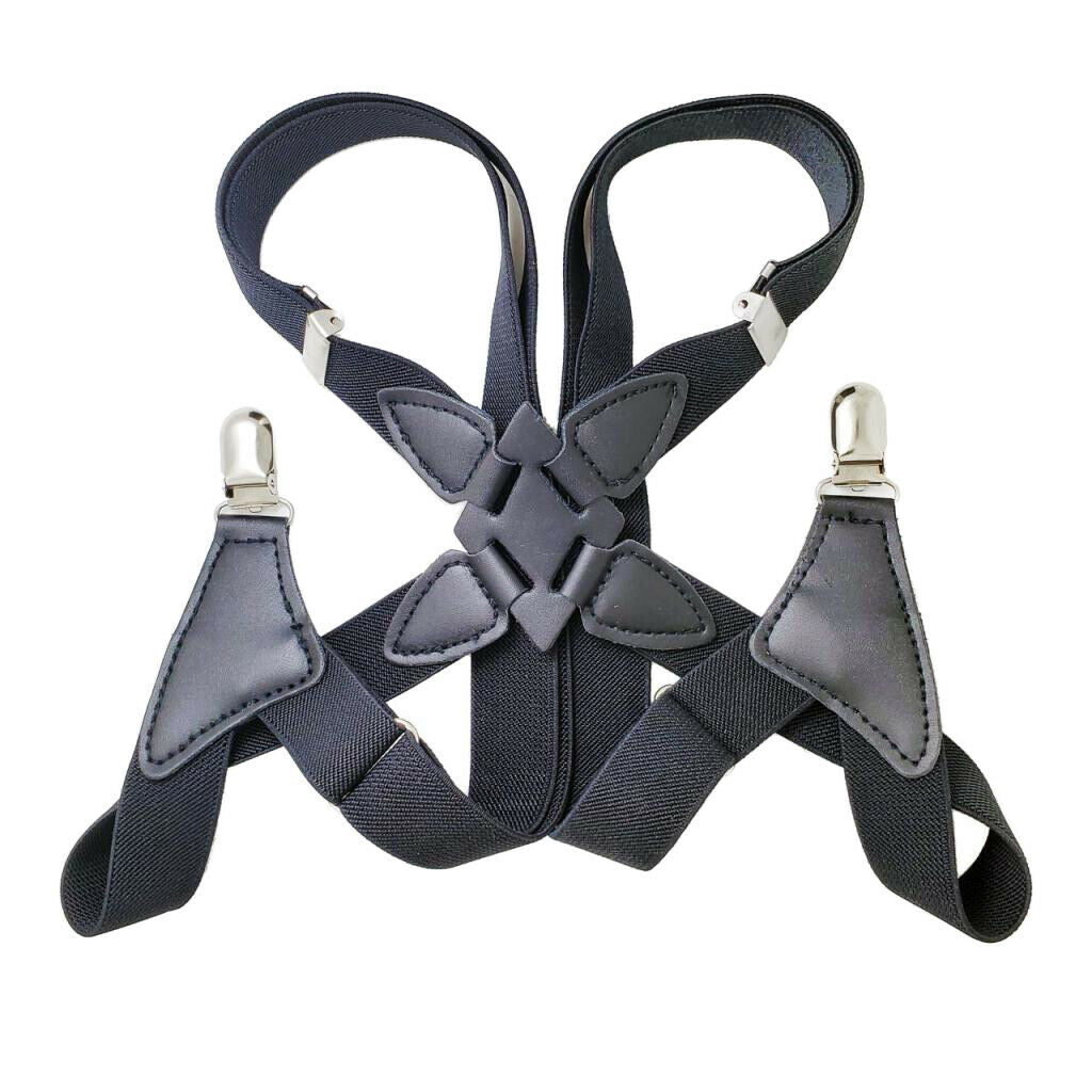 2 Mens Undergarment Suspenders X Back Side-clip Style with Premium 2 Clips