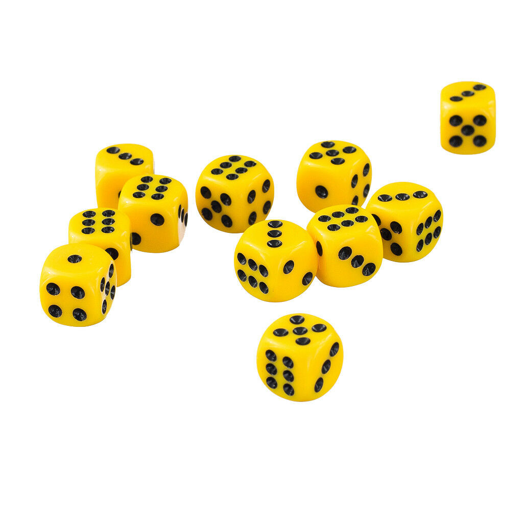 100 Pcs D6 Dice 12mm Six Side Dice for Role Playing Board Games Yellow&Green