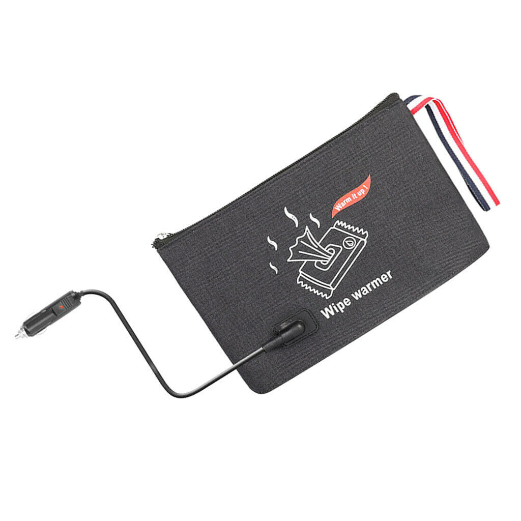 Car Vehicles Portable Baby Wipe Bags Napkin Thermostat Heating Holder Black