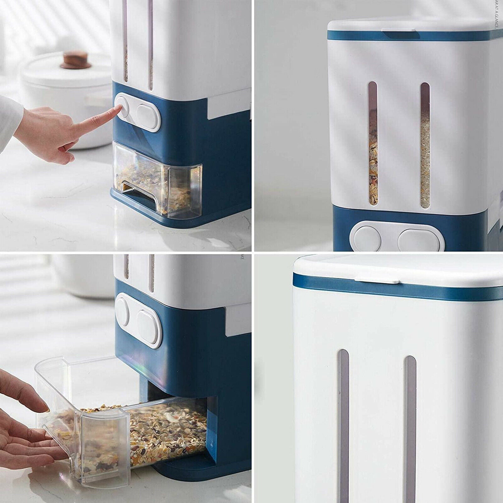 Large Rice Dispenser Rice Storage Box Food Container Kitchen Organizer, 10L