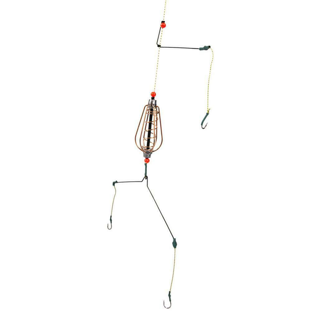 4X Fishing Feeder Basket Holder Fishing Bait Cage with Line Hooks 20g