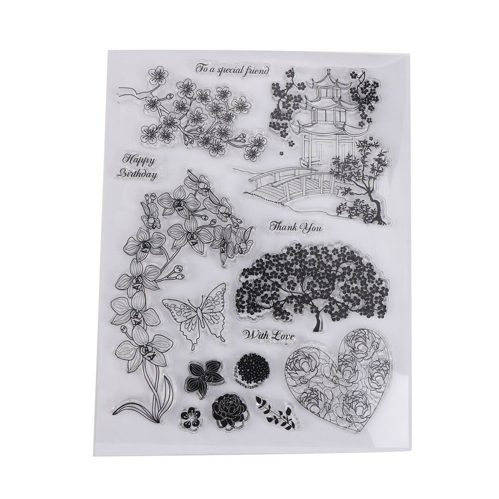 Transparent Clear Stamps Pavilion and tree for DIY Scrapbooking Card Maki.l8
