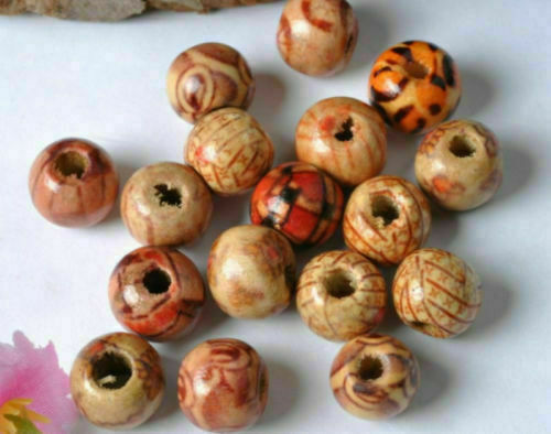 100Pcs Assorted Wooden Round Loose Beads Spacer Charm Jewelry Making DIY Crafts