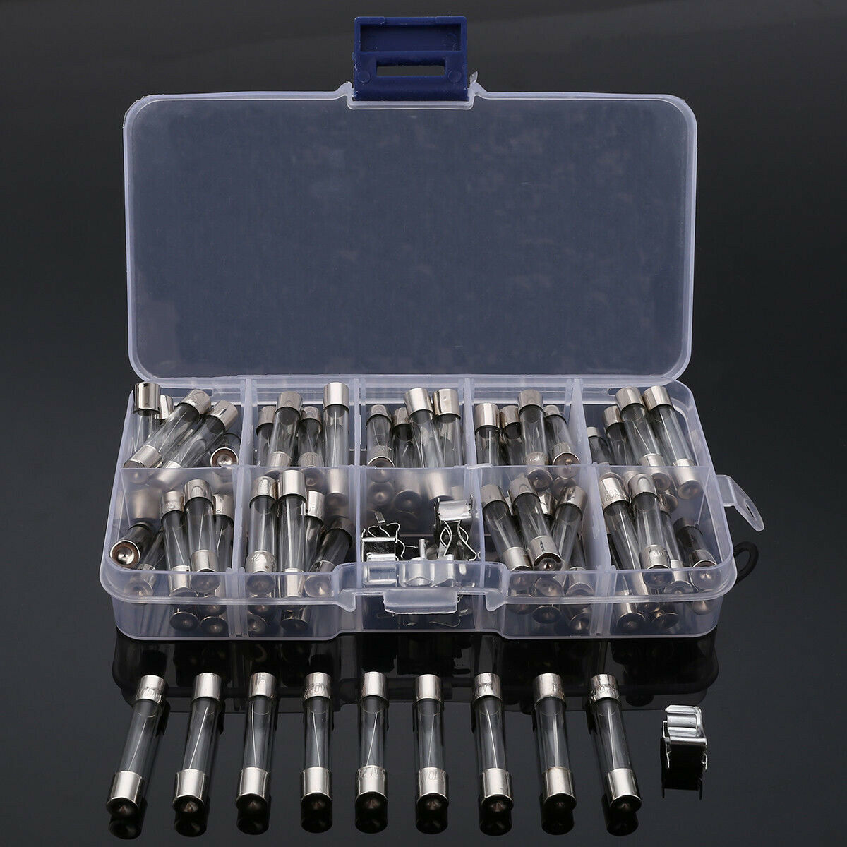 72pcs 6X30mm Quick Blow Glass Tube Fuse Assorted Kits Fast Action Glass Fuses