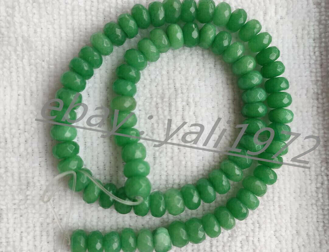 2 Strand Natural 5X8mm Faceted Green Emerald Gems Loose Beads 15"