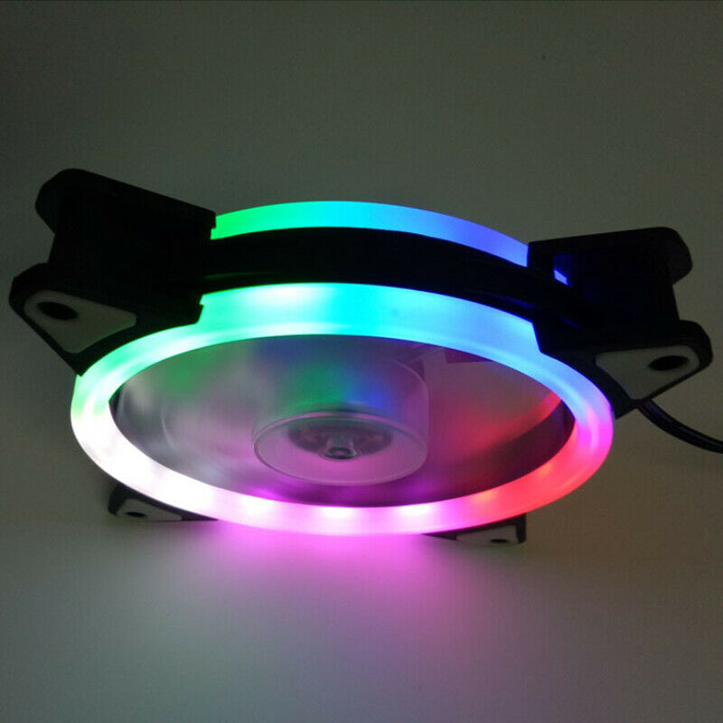 120mm White LED Cooling Fan 12V 4Pin to 3Pin RGB Computer Case PC CPU Heatsink!