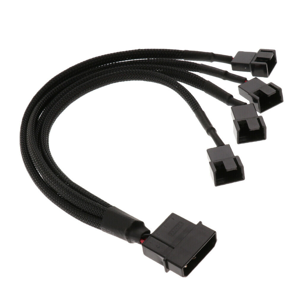 Premium Fans 4 Way Splitter Adapter Cables 4 Pin to 3 Pin 270mm