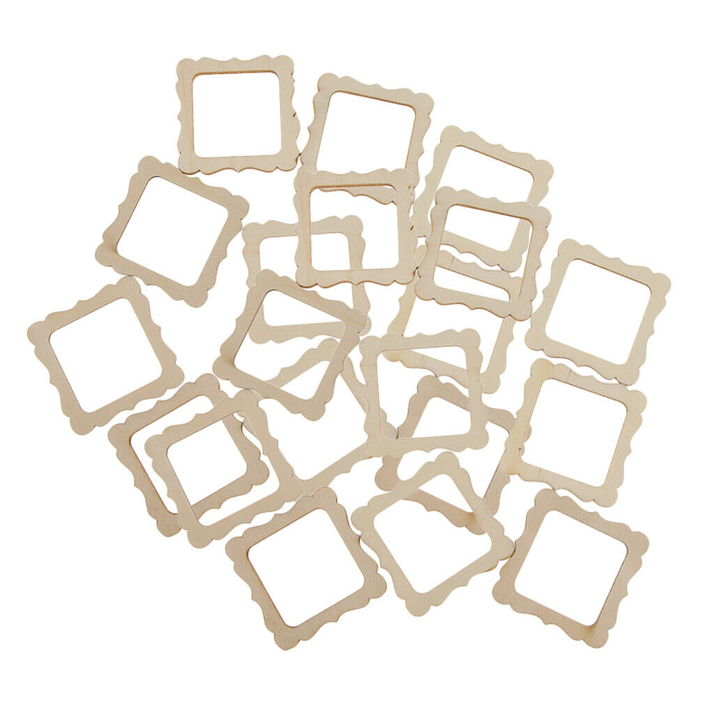 20 Rustic Small Wood Frame Shapes, MDF, Decoupage Wooden Embellishments, for DIY