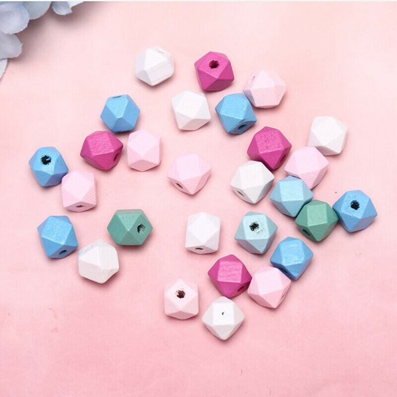 30Pcs/Set Wood Colorful Cone Geometric Loose Spacer Beads DIY Making Jewe.l8