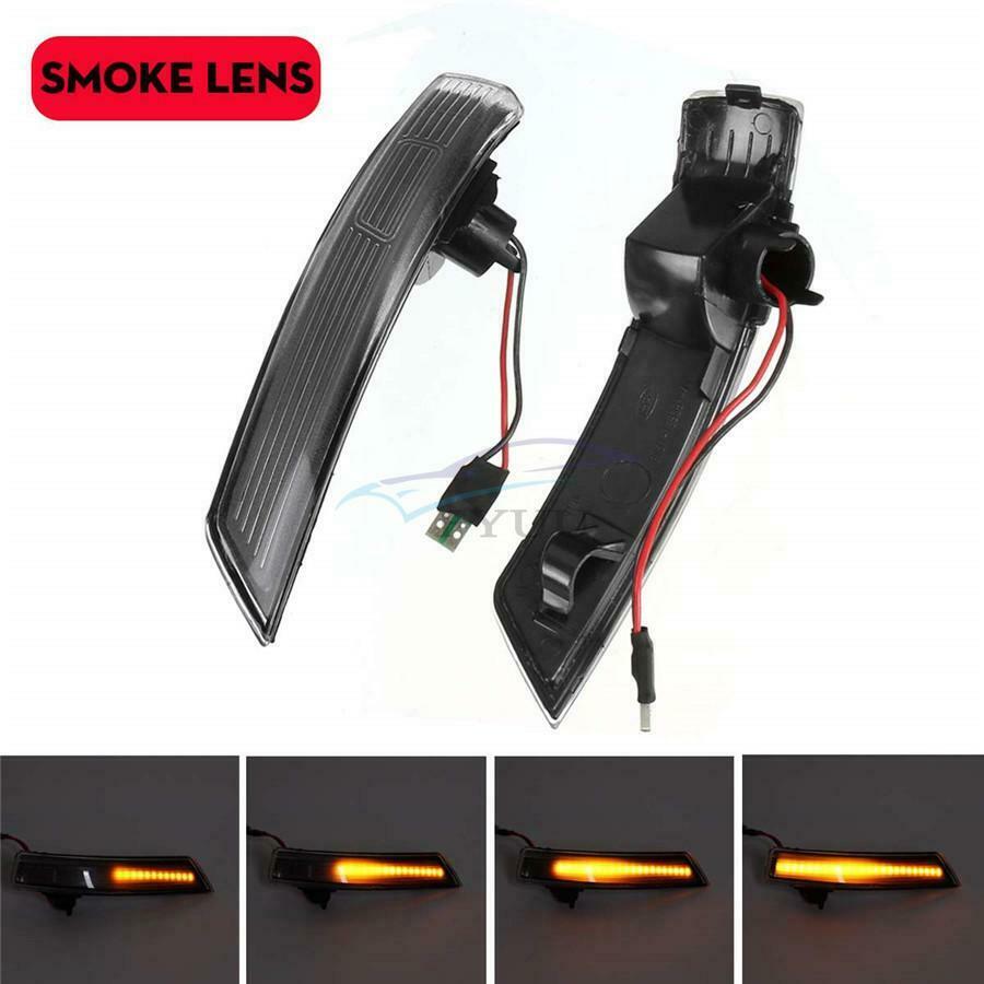 2× Smoke-activated Rearview Mirror Turn Signal Light Left & Right For Ford Focus