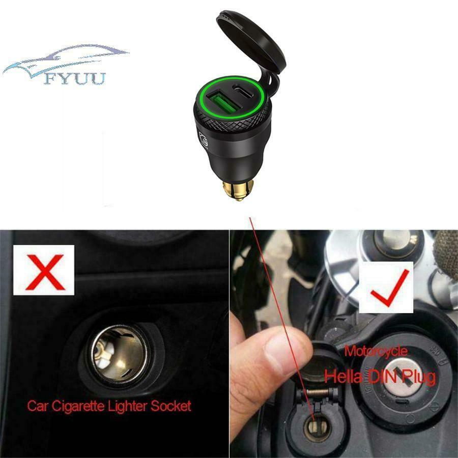 For BMW QC3.0USB Type C PD Hella DIN Plug Socket Fast Charger Adapter Waterproof