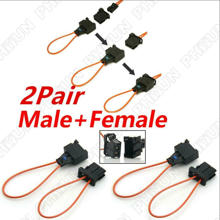 2 Sets Car Male & Female Plug Adapter Connectors Diagnostic Fiber Optic Bypass