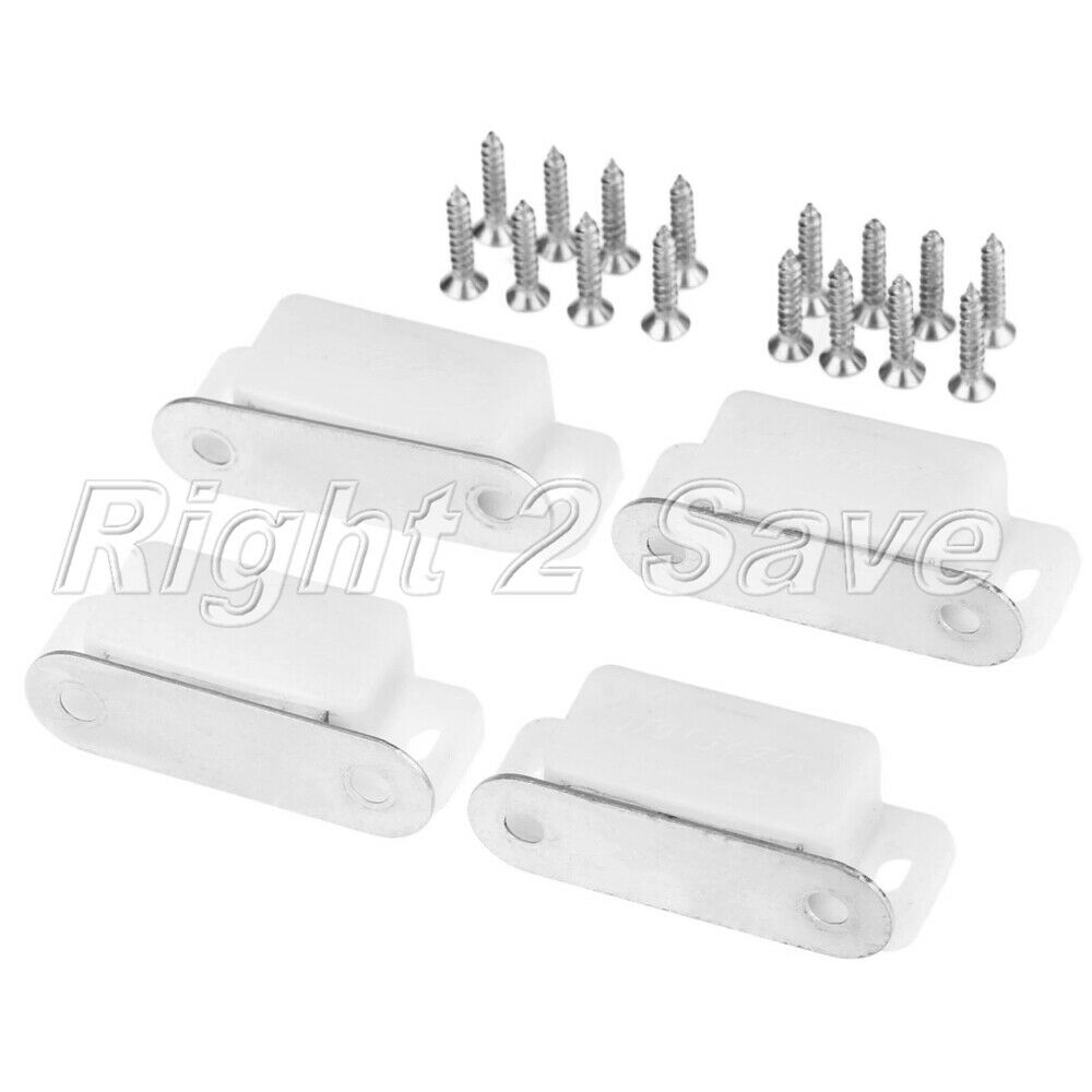 4pcs White Magnetic Door Catches Kitchen Cupboard Wardrobe Cabinet Latch Catch