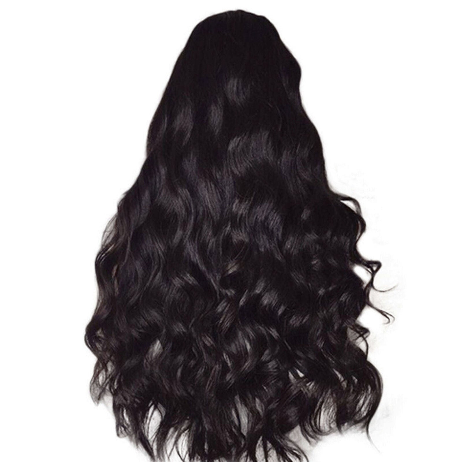 Beauty Long Not Lace Black Curly Wavy Wig Woman Wig Front Hair Synthetic Hair