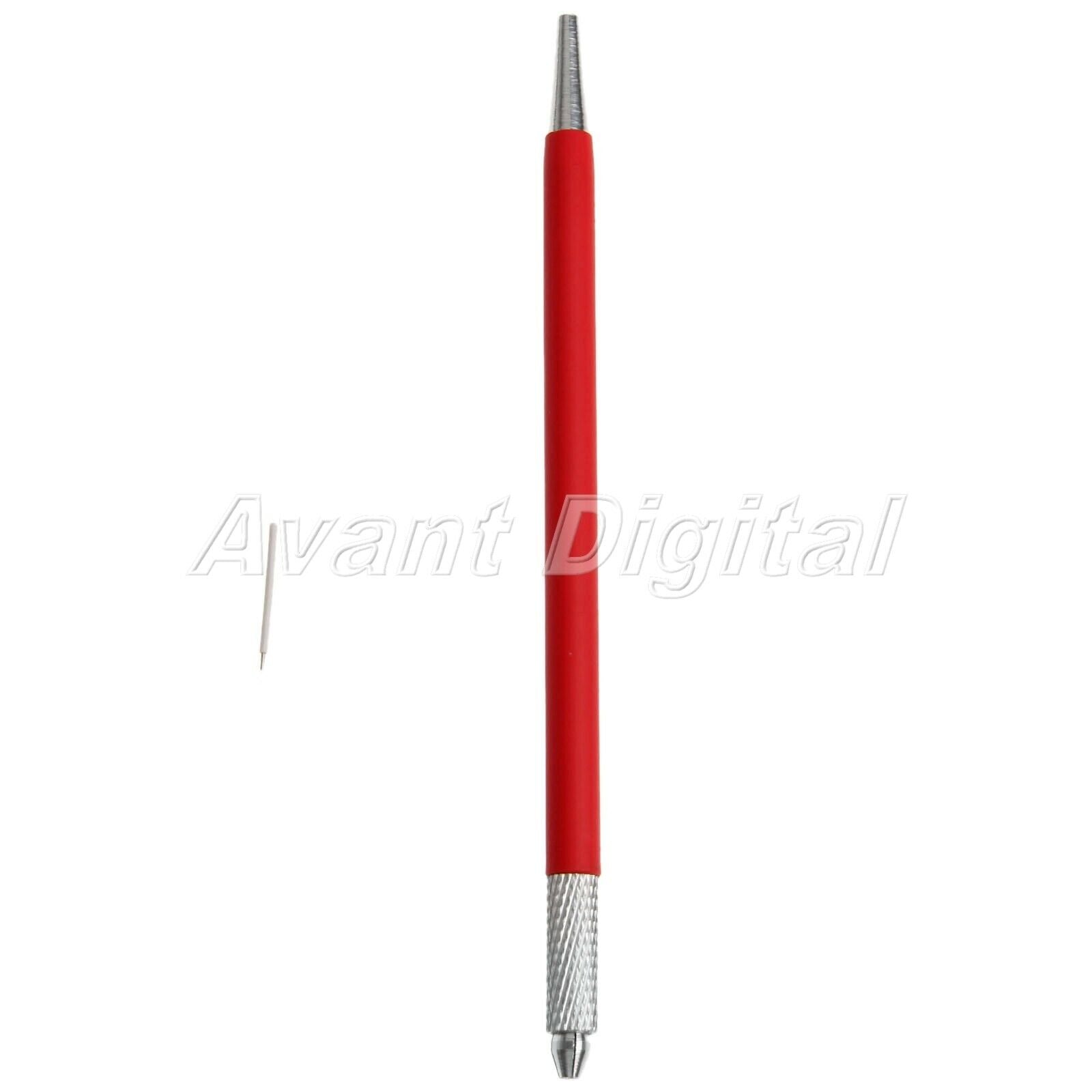1Pc Durable Manual Tattoo Tool Microblading Pen Red & 50Pcs Eyebrow Needles