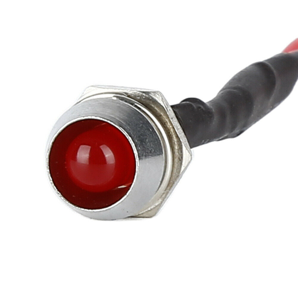 10* Red 8mm 12V LED Indicator Lamp Warn Light Pilot Dash Panel Car Truck Boat US