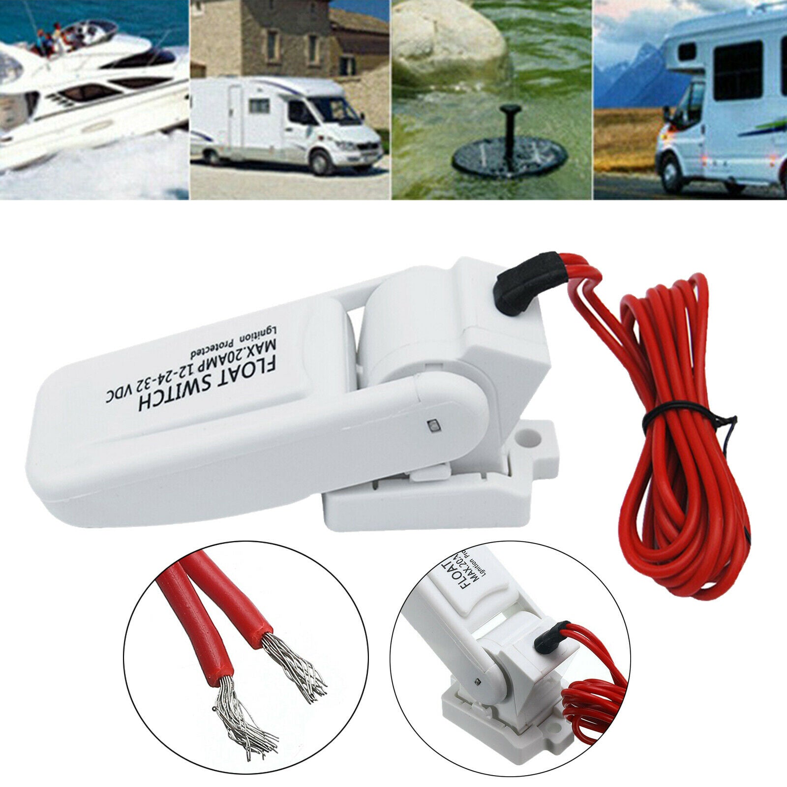 Automatic Electric Boat Marine Bilge Pump Float Switch Flow Sensor Switch