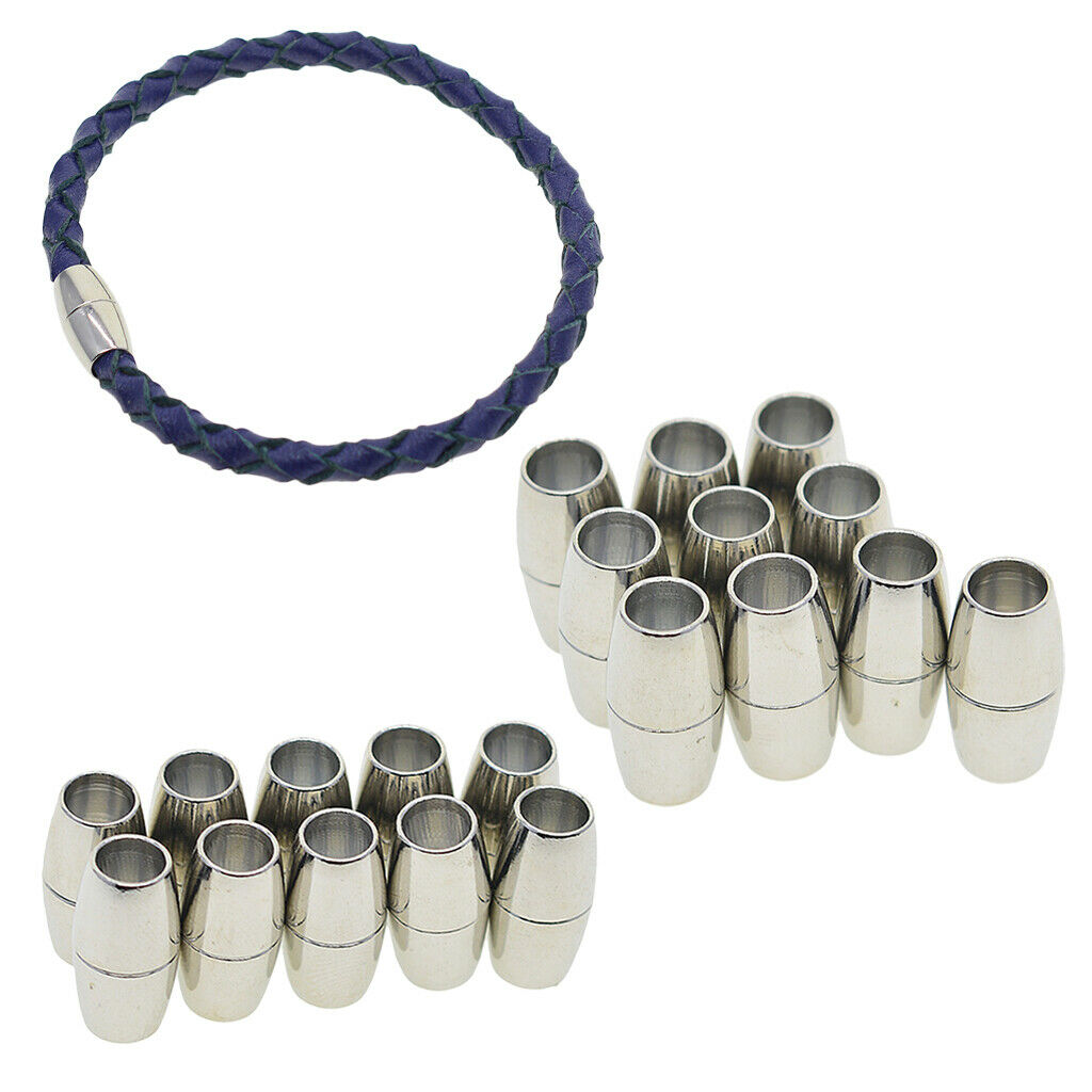 20 Set Barrel Magnetic Clasp for Leather Bracelet Kumihimo Findings 4mm 5mm