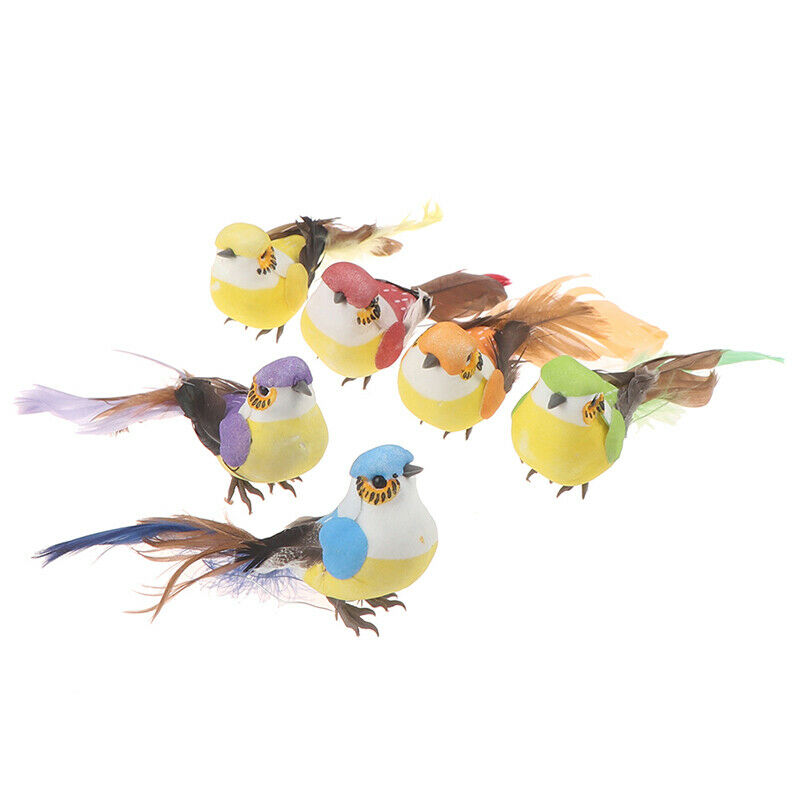 2pcs Foam Feather Artificial Birds Vividly Sparrow Garden Emulation Decor.l8