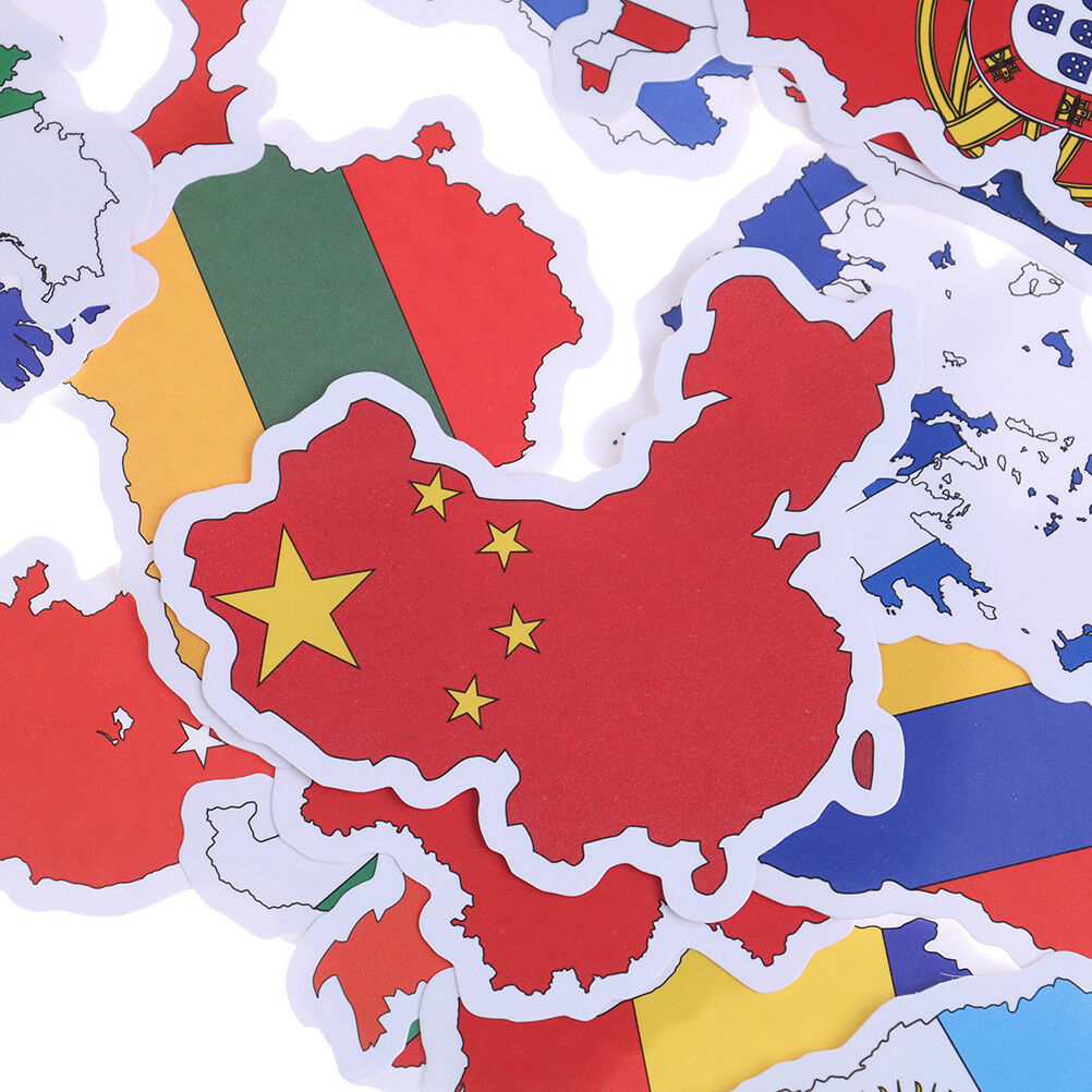 50Pcs National flags stickers DIY scrapbook suitcase laptop country map s.l8