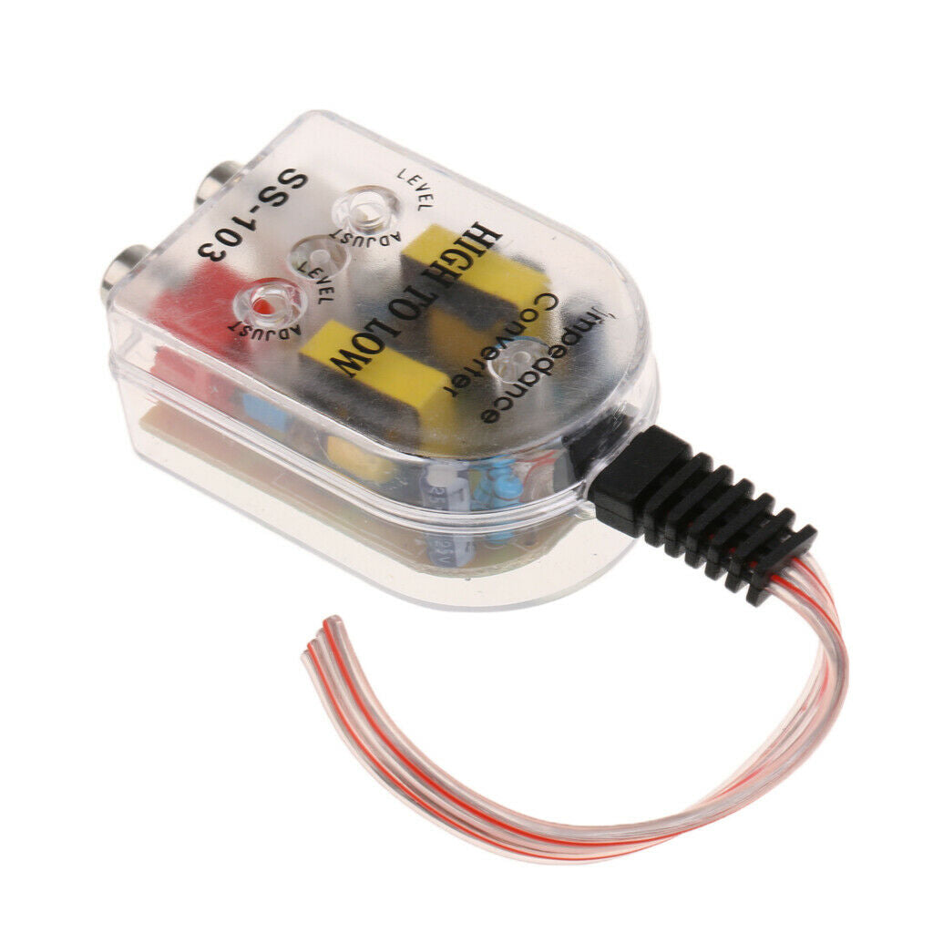 Adjustable 2 RCA Line Convertor Low to High Impedance Amplifier Adaptor