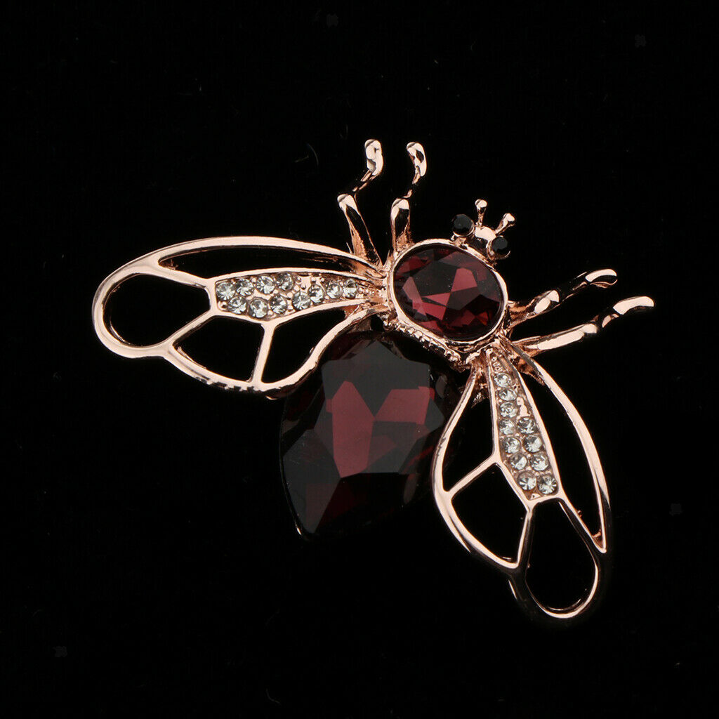 2pcs Crystal Rhinestone Insect Bee Brooches Pins For