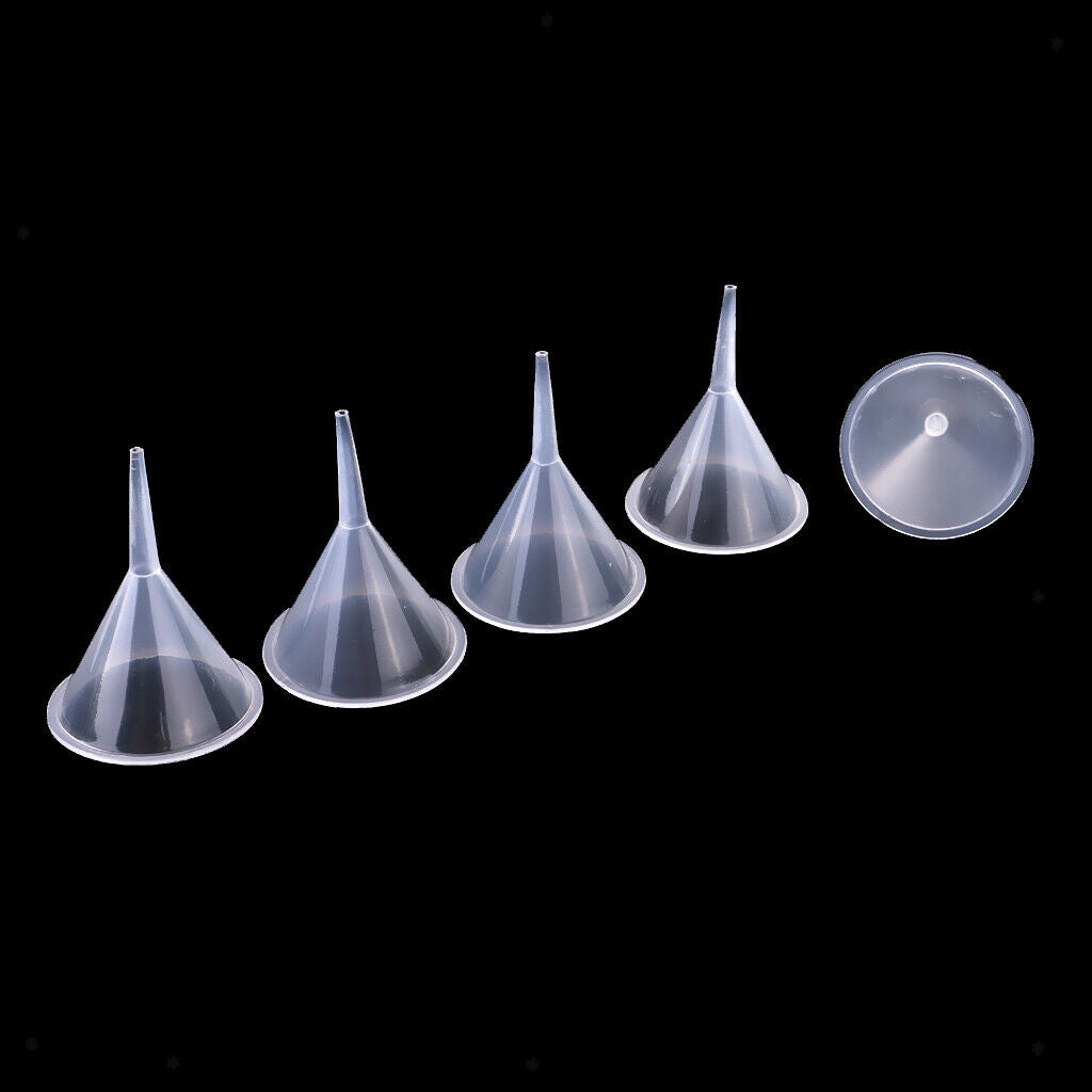 Pack 5 Clear Small Plastic Filling Funnel Perfume Oil Liquid Diffuser Bottle