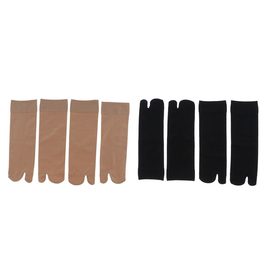 4 Pair Women No Show Socks Tabi Socks Non Slip Ankle Crew Socks Skin Color