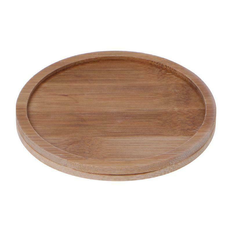 Round Bamboo Wood Saucer Plant Tray Mini Plant Flower Pot Stand Favor Succulent
