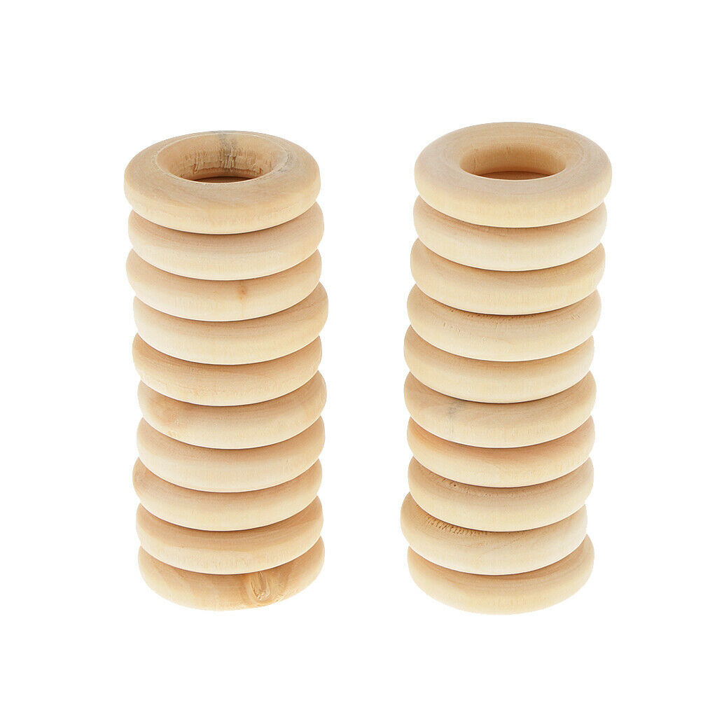 20pcs Set Unfinished Natural Wooden Round Rings DIY Necklace Jewellery Craft