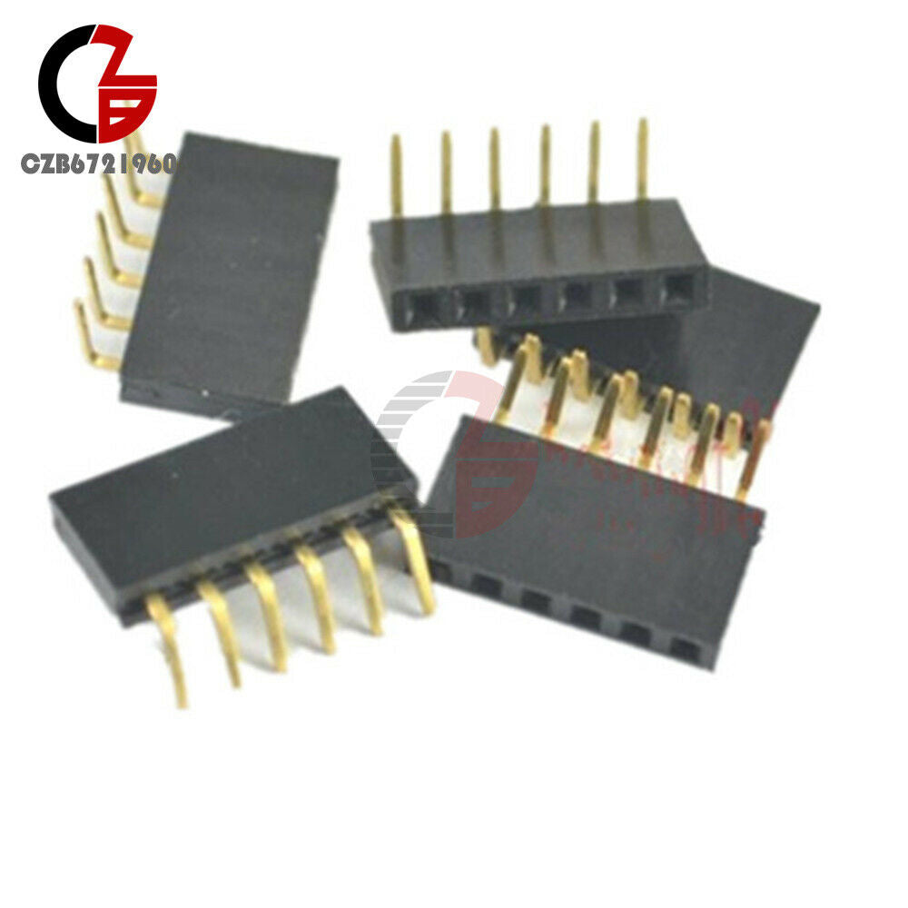 10PCS 1x6Pin Single Row Right Angle Female Connector 2.54mm Pitch Header Socket