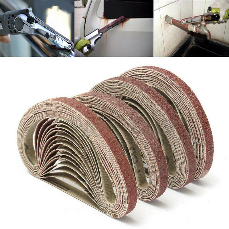 70pcs 7Grits Sanding Belts 3/8"x13" Grinding Aluminium Oxide Sander 40-320 Grit