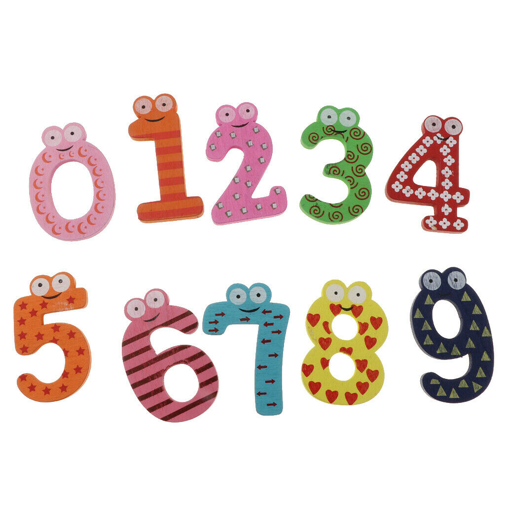 Math 0 - 9 Wooden Magnetic Number Blocks Cartoon Fridge Magnet Learning Toys