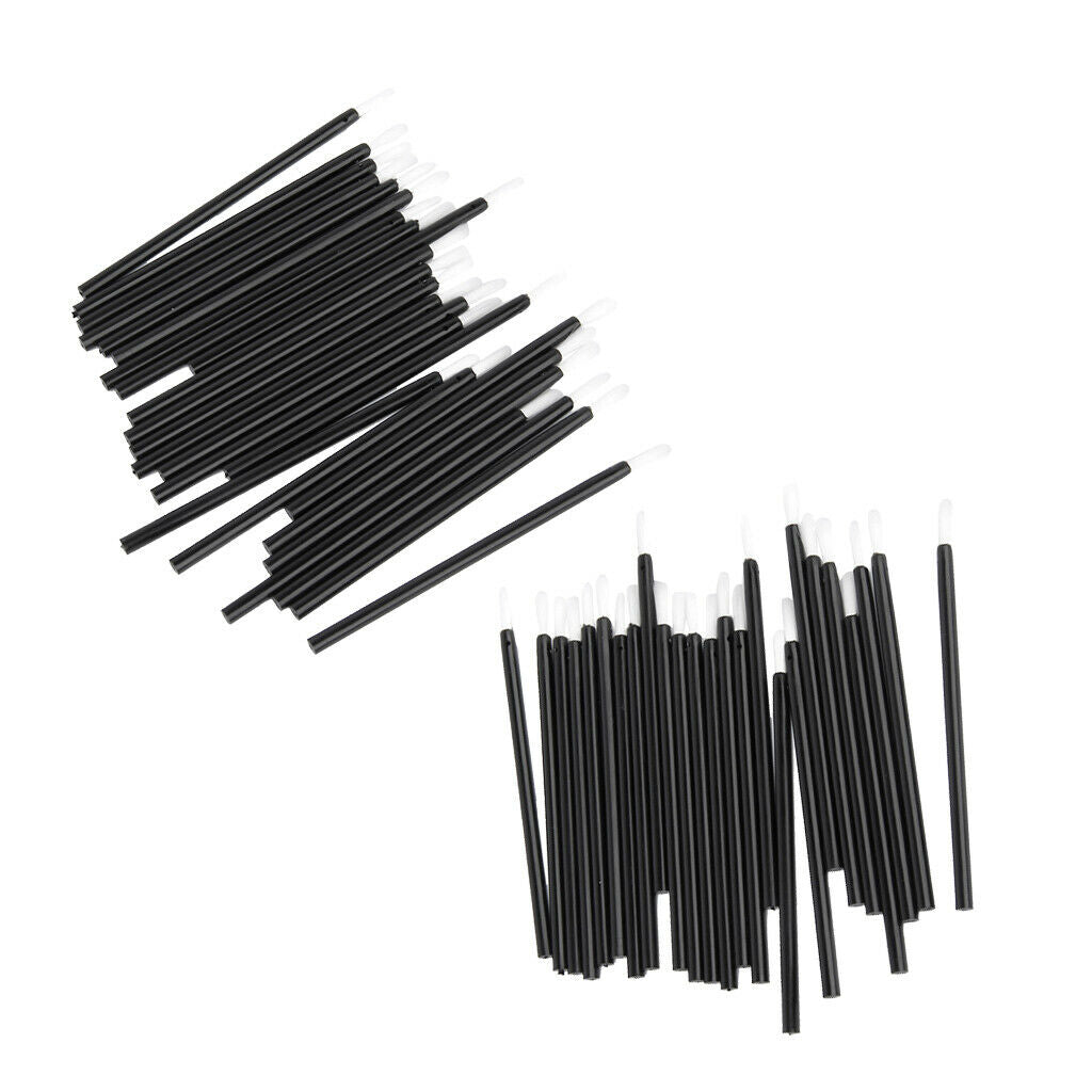 50 Packs Black Cosmetic Lipstick Applicators Brushes Wands w/ Plastic Handle