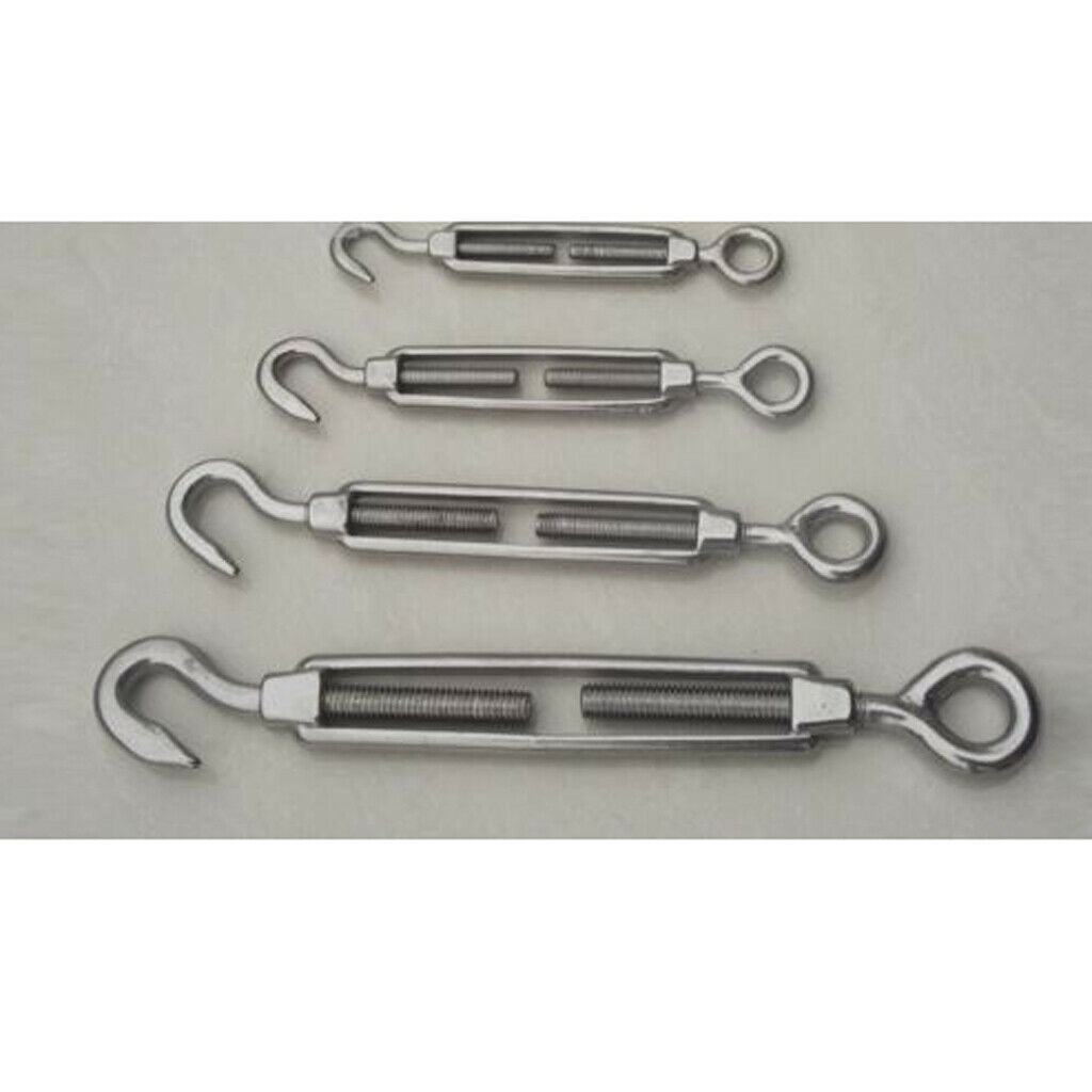 Set of 2 Stainless Steel Hook Eye Turnbuckle Wire Tension Adjusters 97mm