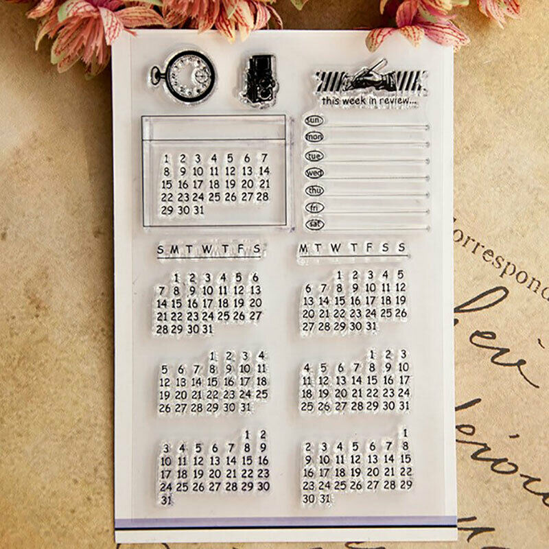 1PC Perpetual Calendar Pattern Transparent Clear Stamps Transparent Se.l8