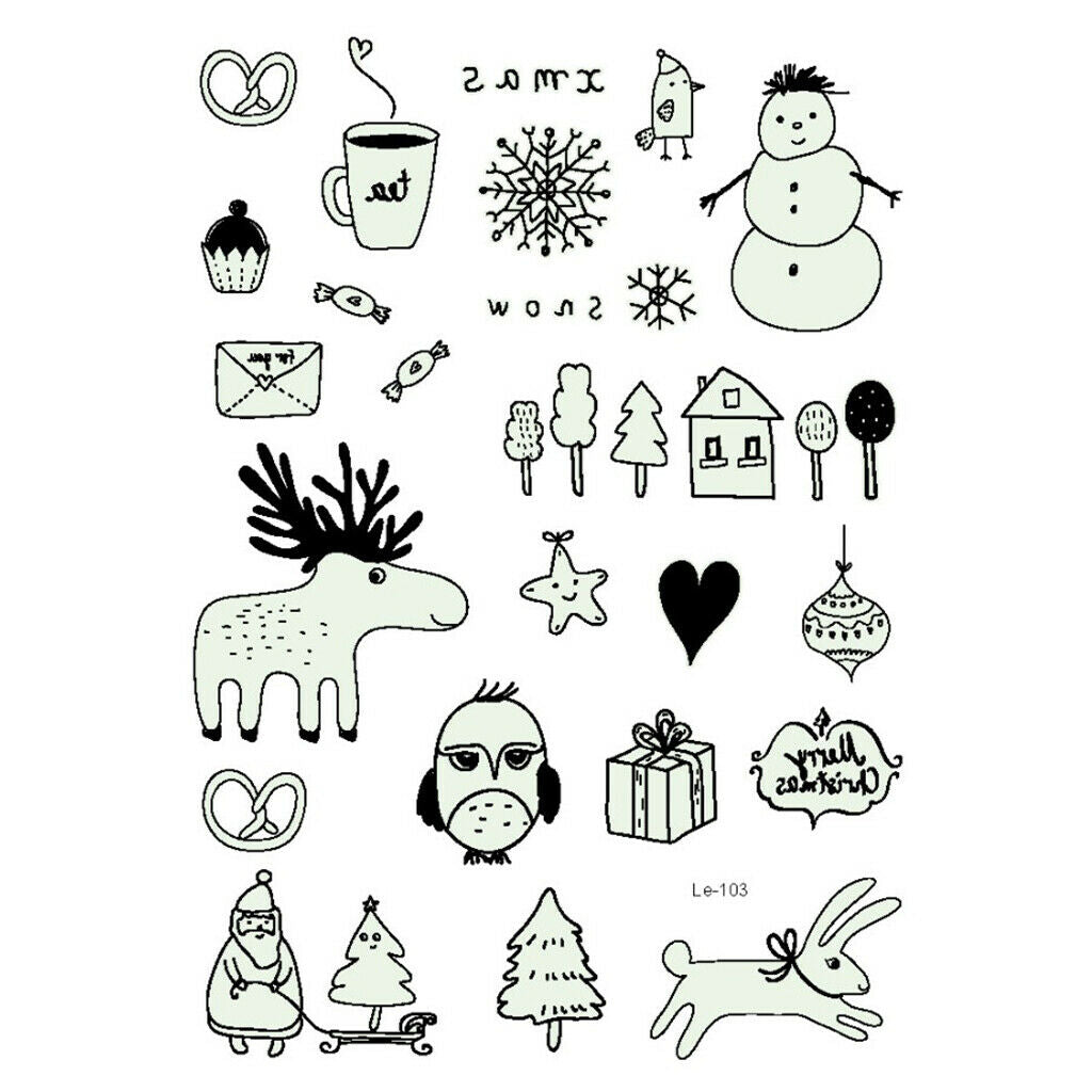 Pieces Stickers Christmas Snowman Santa Elk Letters Water Transfer Decals 03
