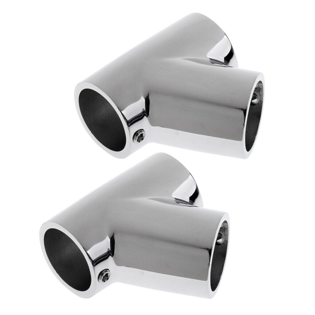 2 Pieces Boat Hand Rail Fitting 7/8'' 22mm 60 Degree Tee - 316 Stainless Steel