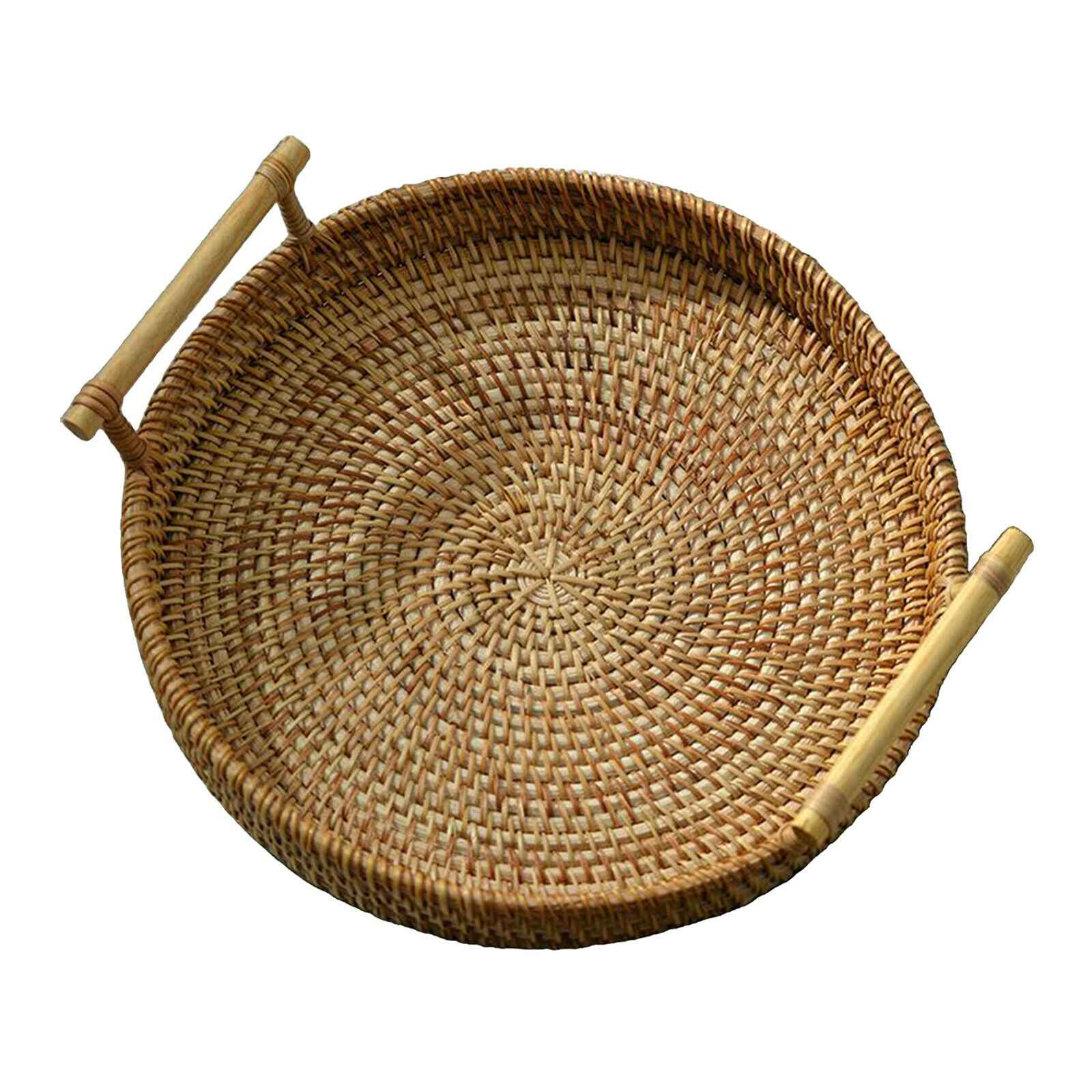 Handwoven Bread Basket Wicker Storage Tray Tea Drinks Snack Home Decor 24x3cm