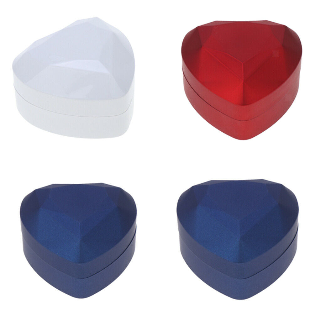 Heart Shaped Jewelry Bracelets Pendant Ring Box Case with LED Gift Blue Ring Box