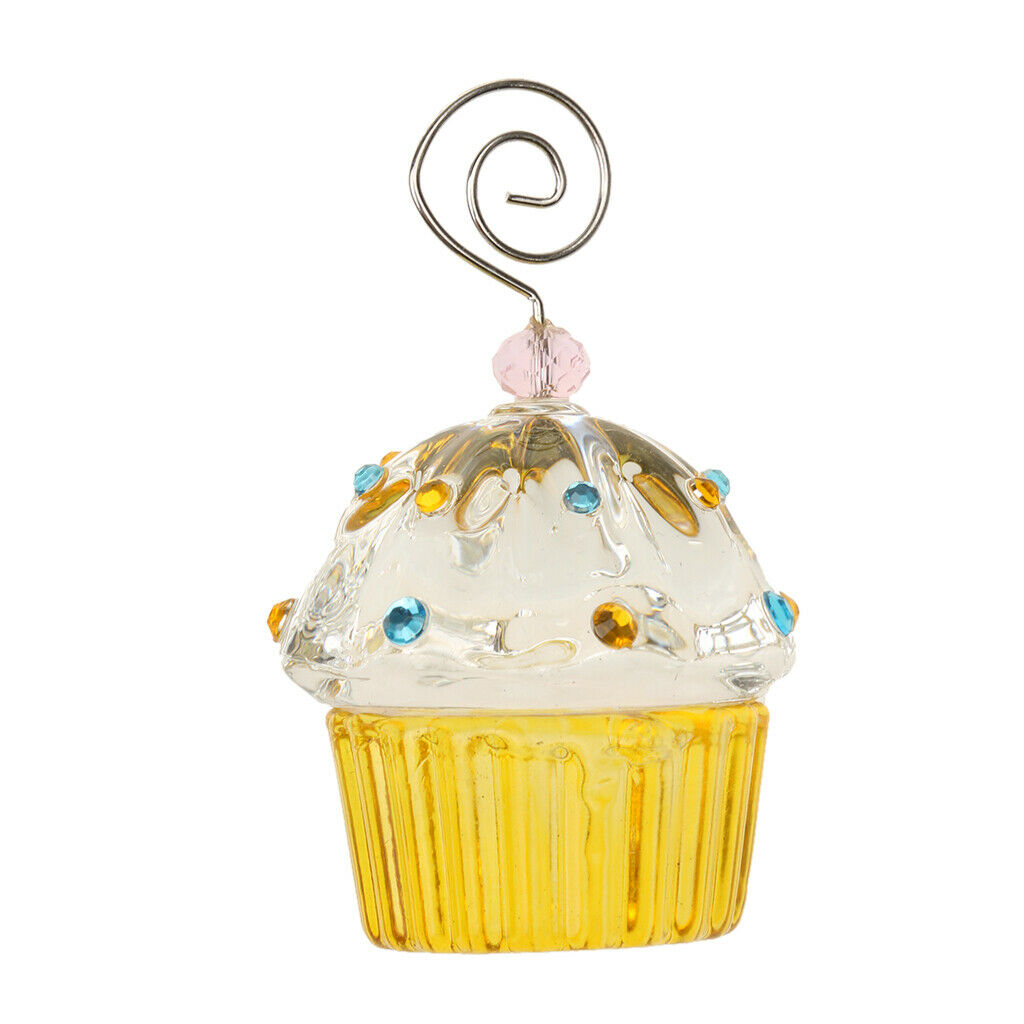 Wedding Party Crystal Cake Style Table Place Card Clip Photo Holder Yellow