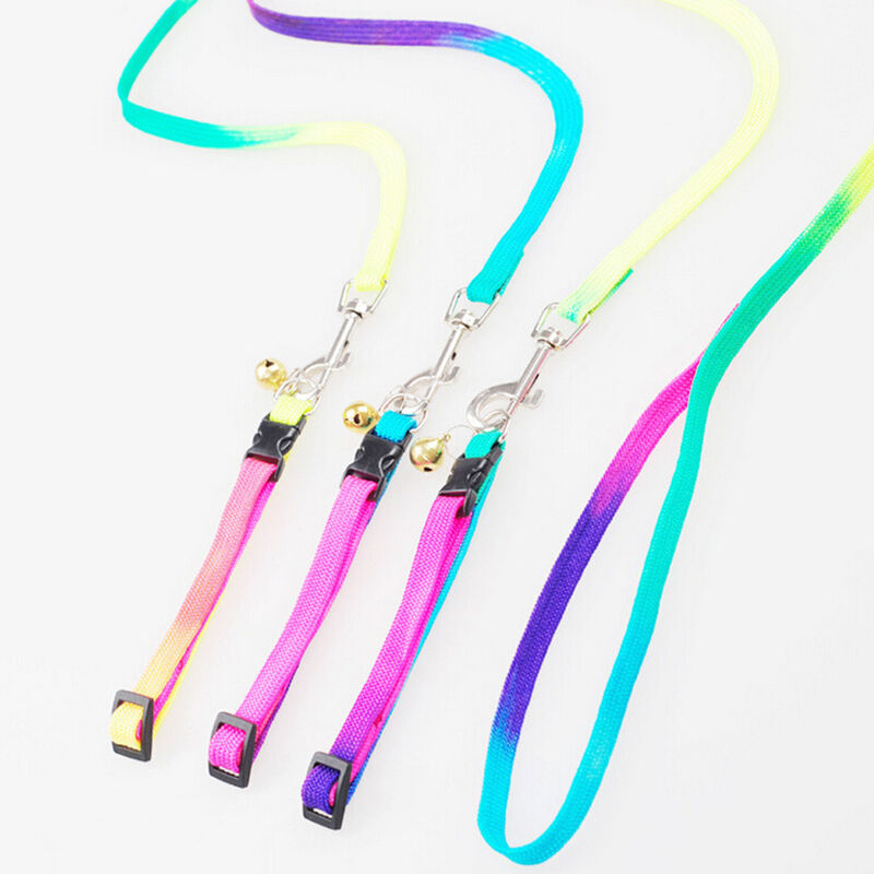 Pet Dog Walking Harness Rainbow Leash Pet Safe Belt Collar Rope Puppy Lea.l8