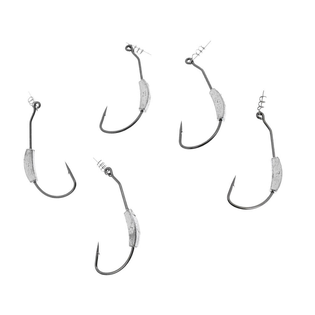 15Pcs Weighted Spring Twist Lock Fishing Hooks Worms Lures 2/3/5g Springs