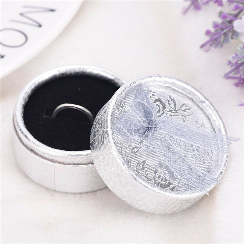 Lace Bow Tie Round Paper Velveteen Cardboard Ring Box Jewelry Accessories .l8