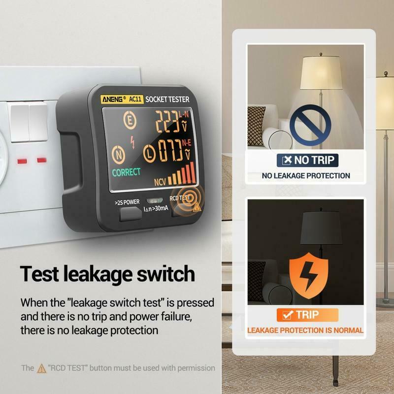 EU Plug AC11 Socket Checker Zero Live Line Phase Finder NCV Leakage Detector