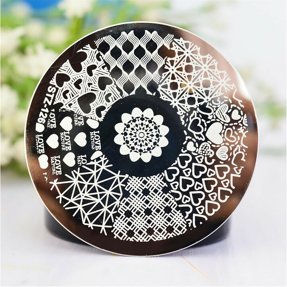 10psc Random Nail Stamping Plate+5pcs Sponge+1ps Stamper Scraper Template Set