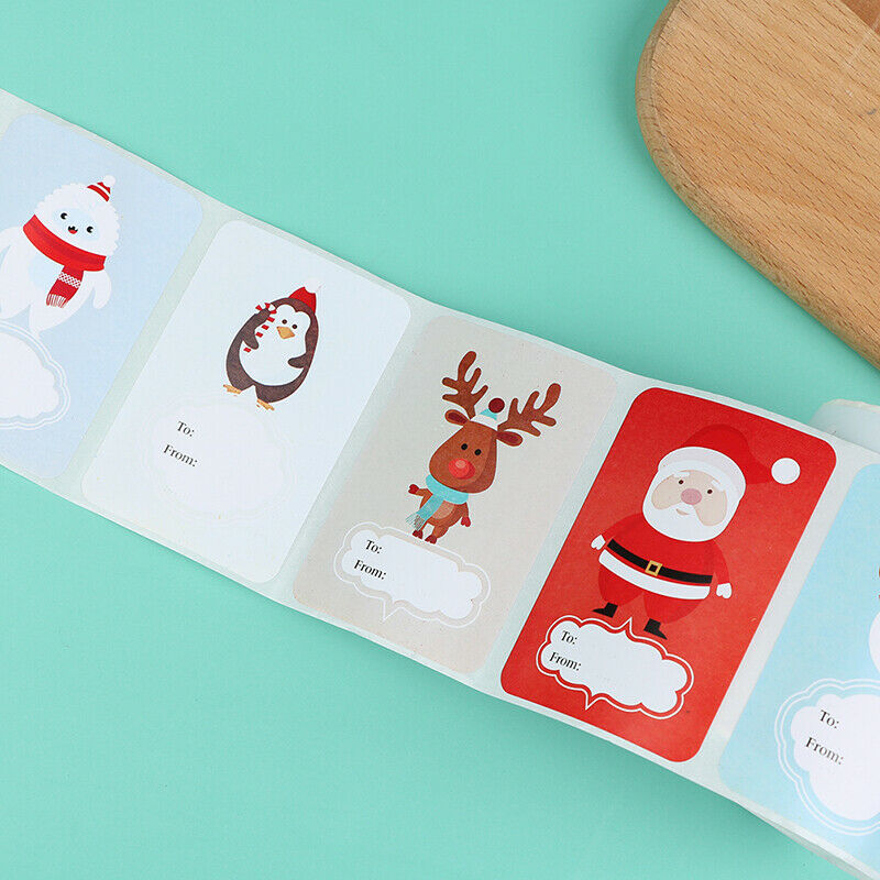 250pcs/Roll 6 Designs Adhesive Christmas Gift Name Tags Xmas Stickers PresenBDA