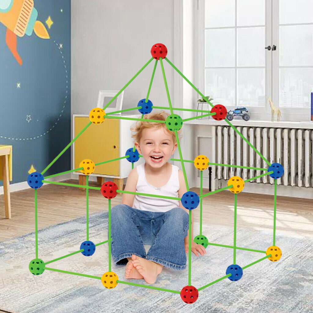 Fort Building Kit 120PCS Construction Play Tent Toys Round and Cloth