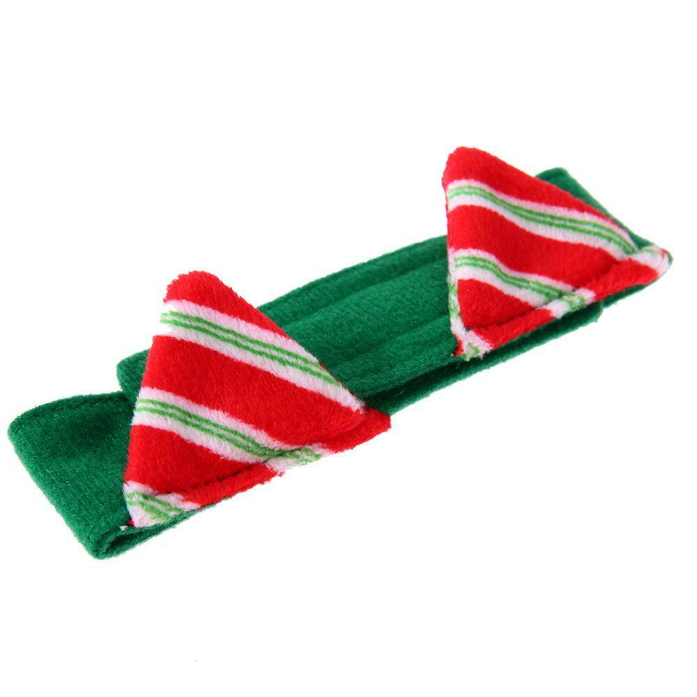 4pcs Pet Hat Set Warm Dogs Cats Christmas Green Hat+Necklace+Feet Sleeve @